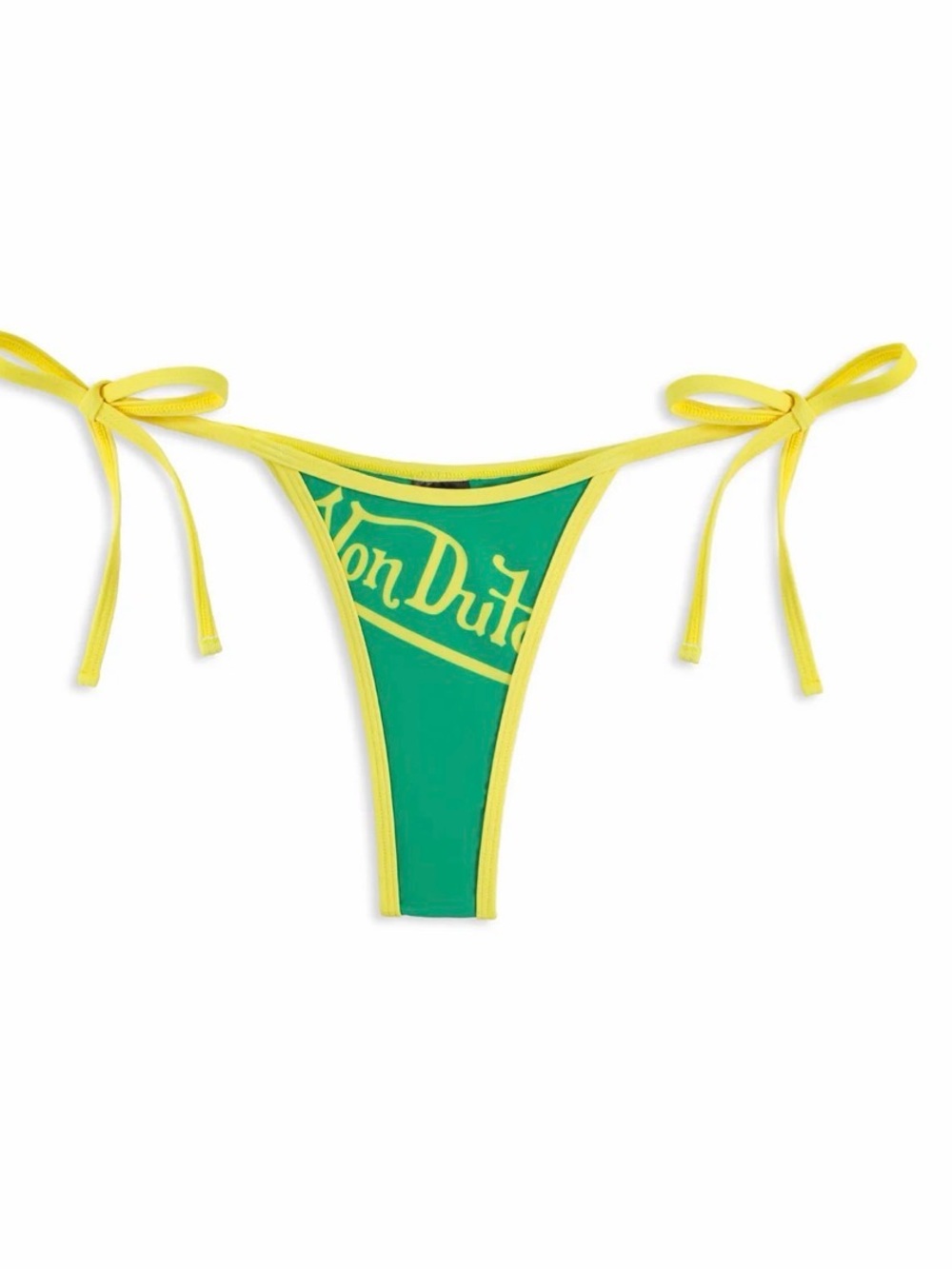 Von Dutch Green and Yellow Tie-Side Bikini Bottom